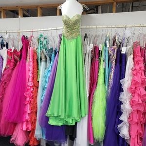 Neon Green Prom Dress by Moonlight